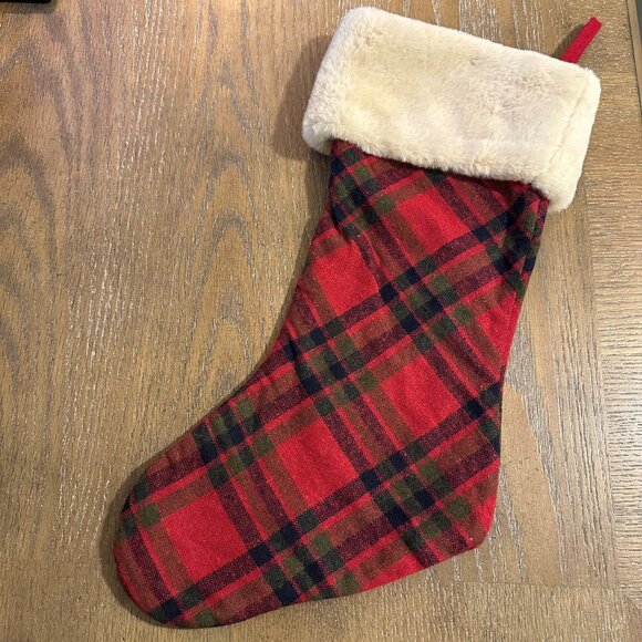 Plaid Christmas Stocking with Fur Cuff - Picture 4 of 5